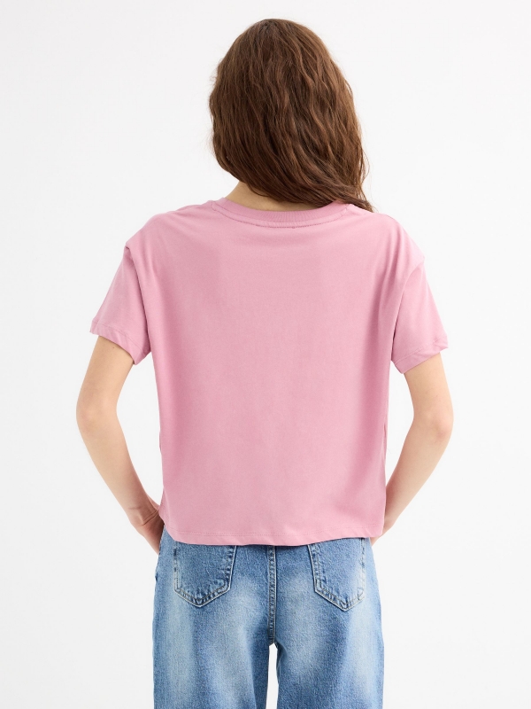 Short sleeve crop top Caturday pastel purple middle back view