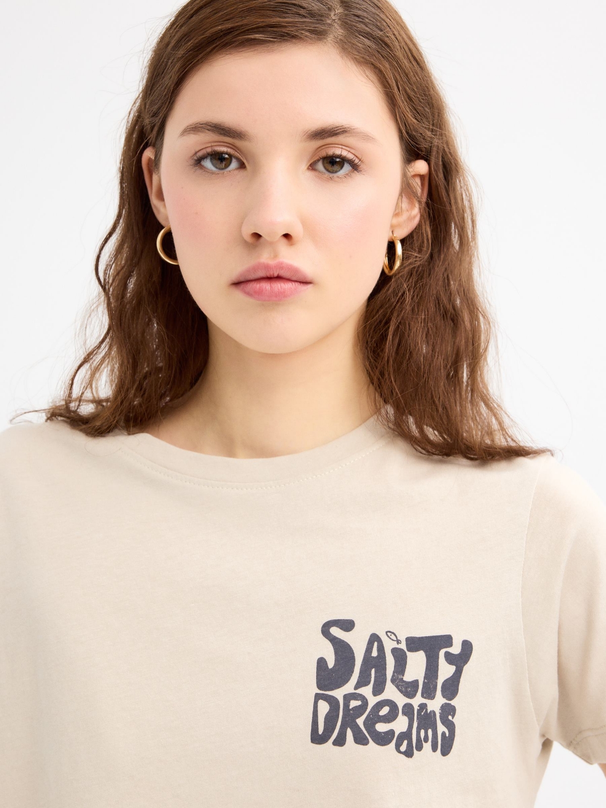 Camiseta de manga curta Salty Dreams taupe vista detalhe