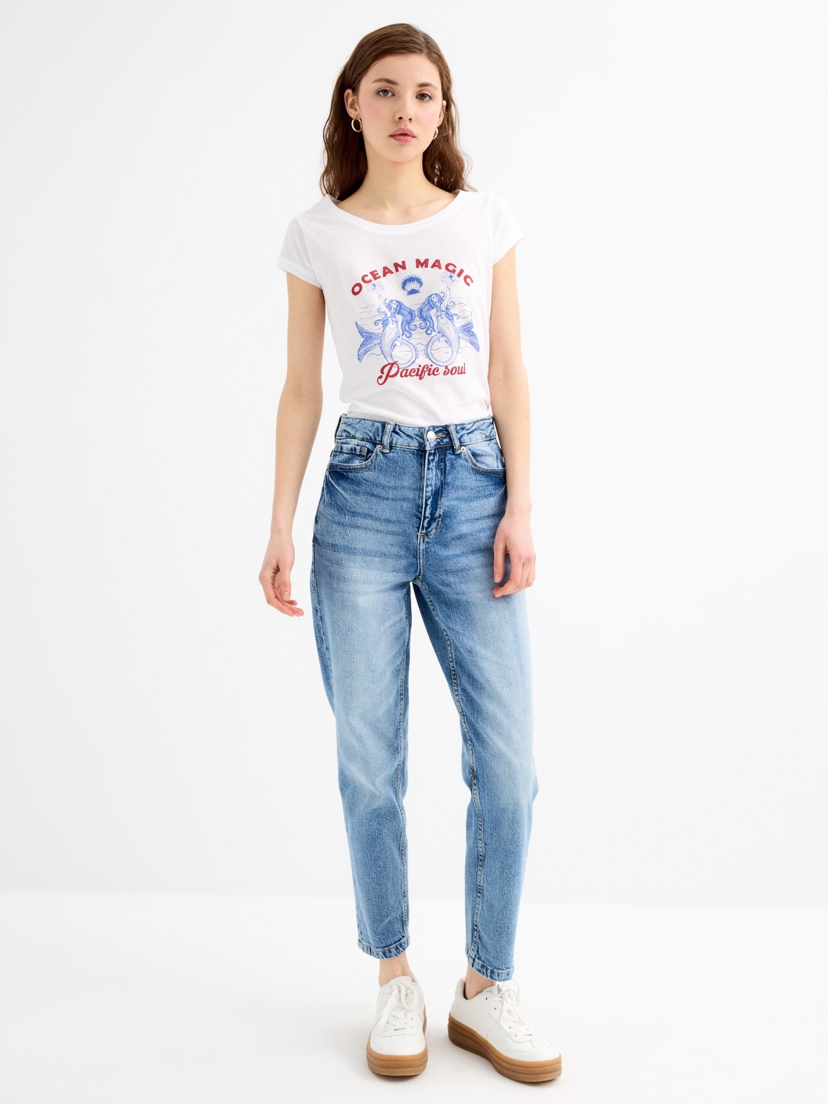 Short sleeve mermaid t-shirt white general front view