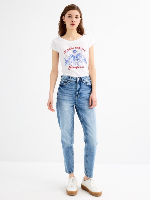 Short sleeve mermaid t-shirt white general front view