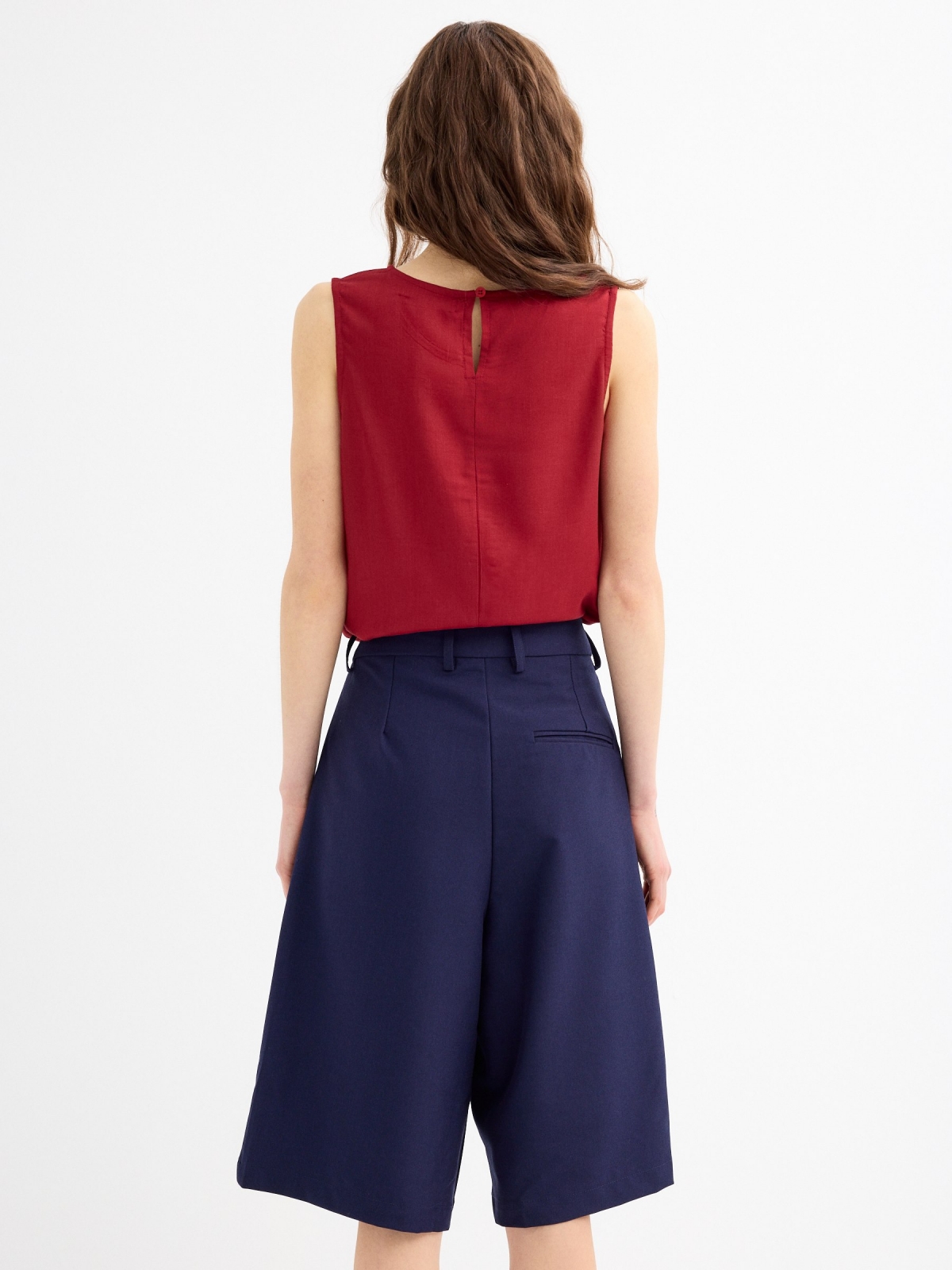 Sleeveless brick blouse brick red middle back view