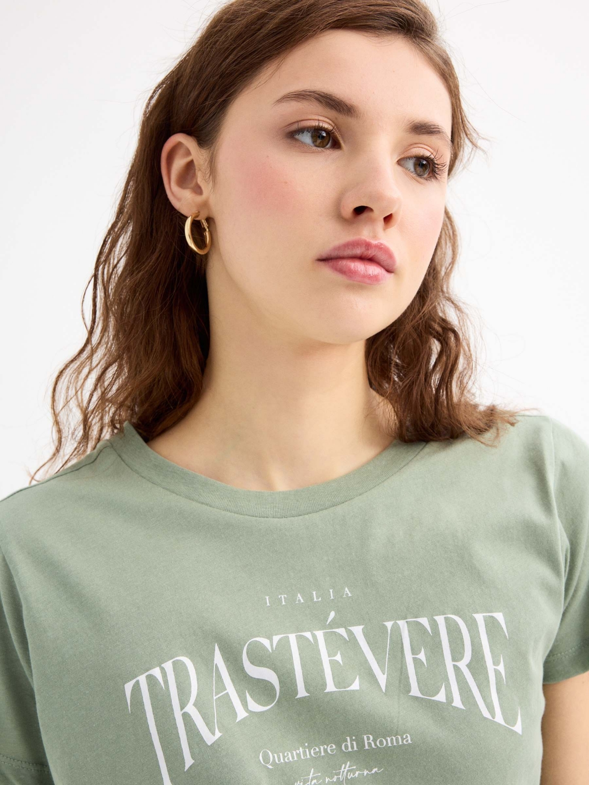 Short sleeve crop top Trastévere greyish green detail view