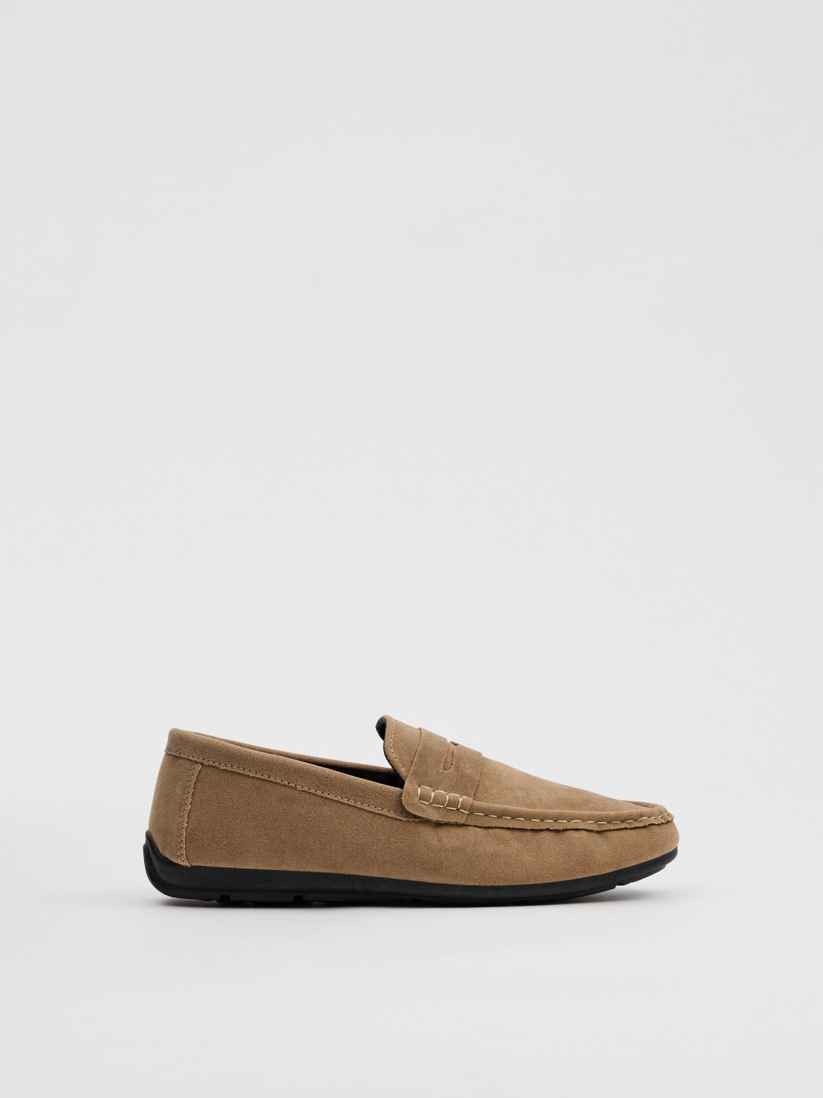 Sand microfiber loafers sand profile view