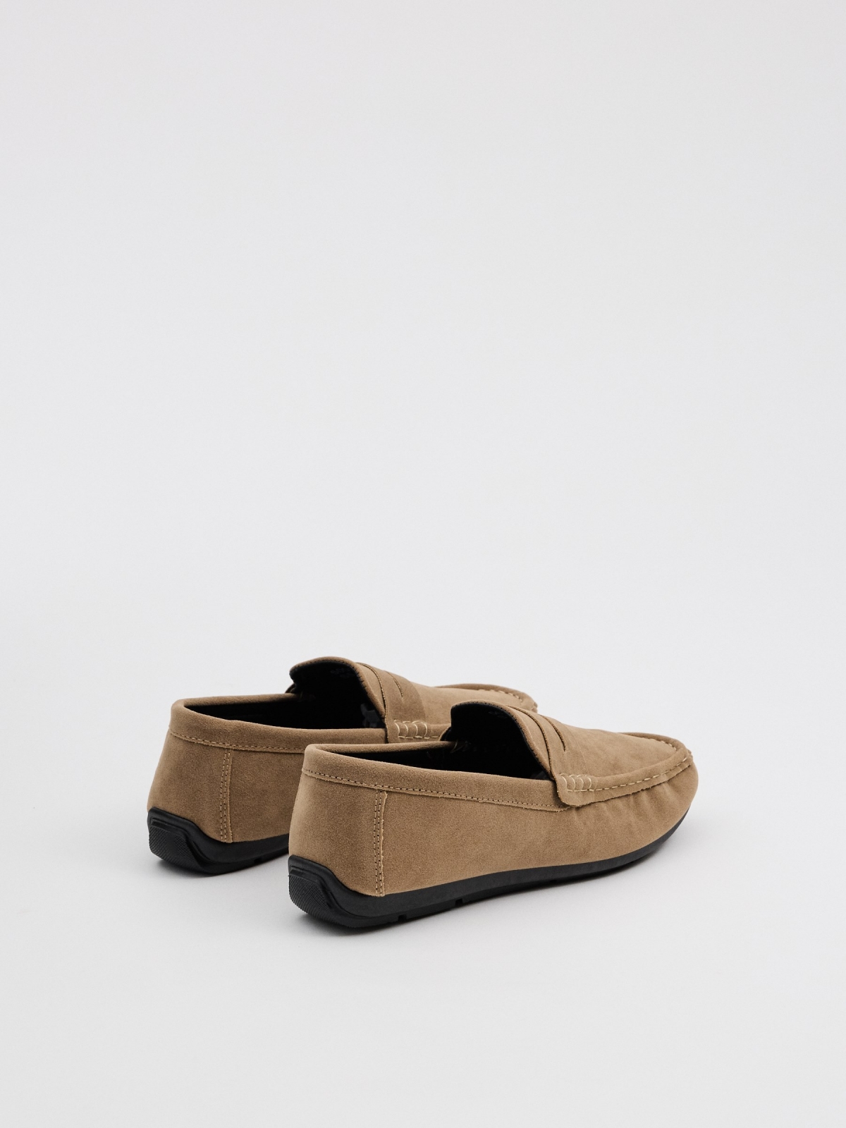 Sand microfiber loafers sand 45º back view