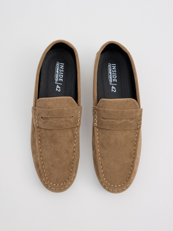 Sand microfiber loafers sand zenithal view