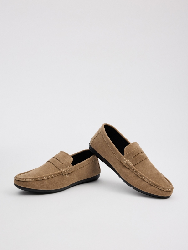 Sand microfiber loafers sand detail view