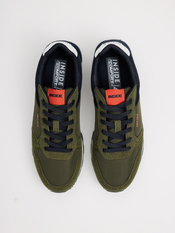 Dark green casual running shoes dark green zenithal view