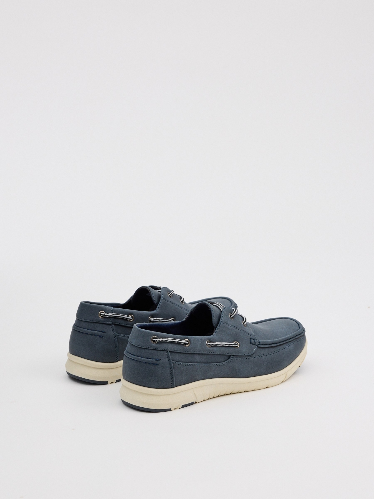 Steel blue boat shoes steel blue 45º back view