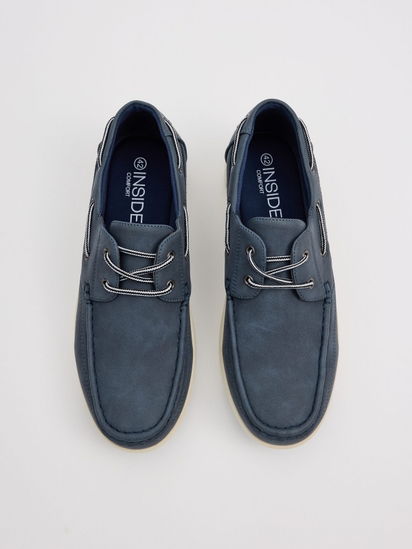 Steel blue boat shoes steel blue zenithal view