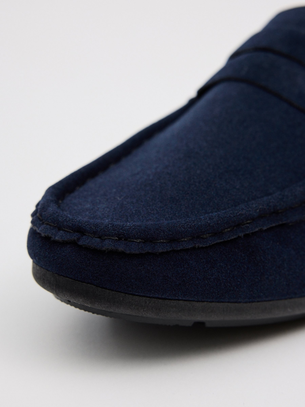 Navy blue microfiber loafers navy detail view