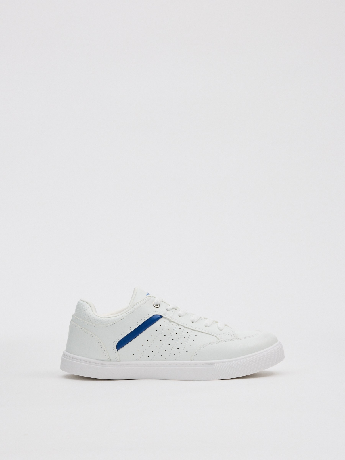 White and blue skater sneakers white profile view