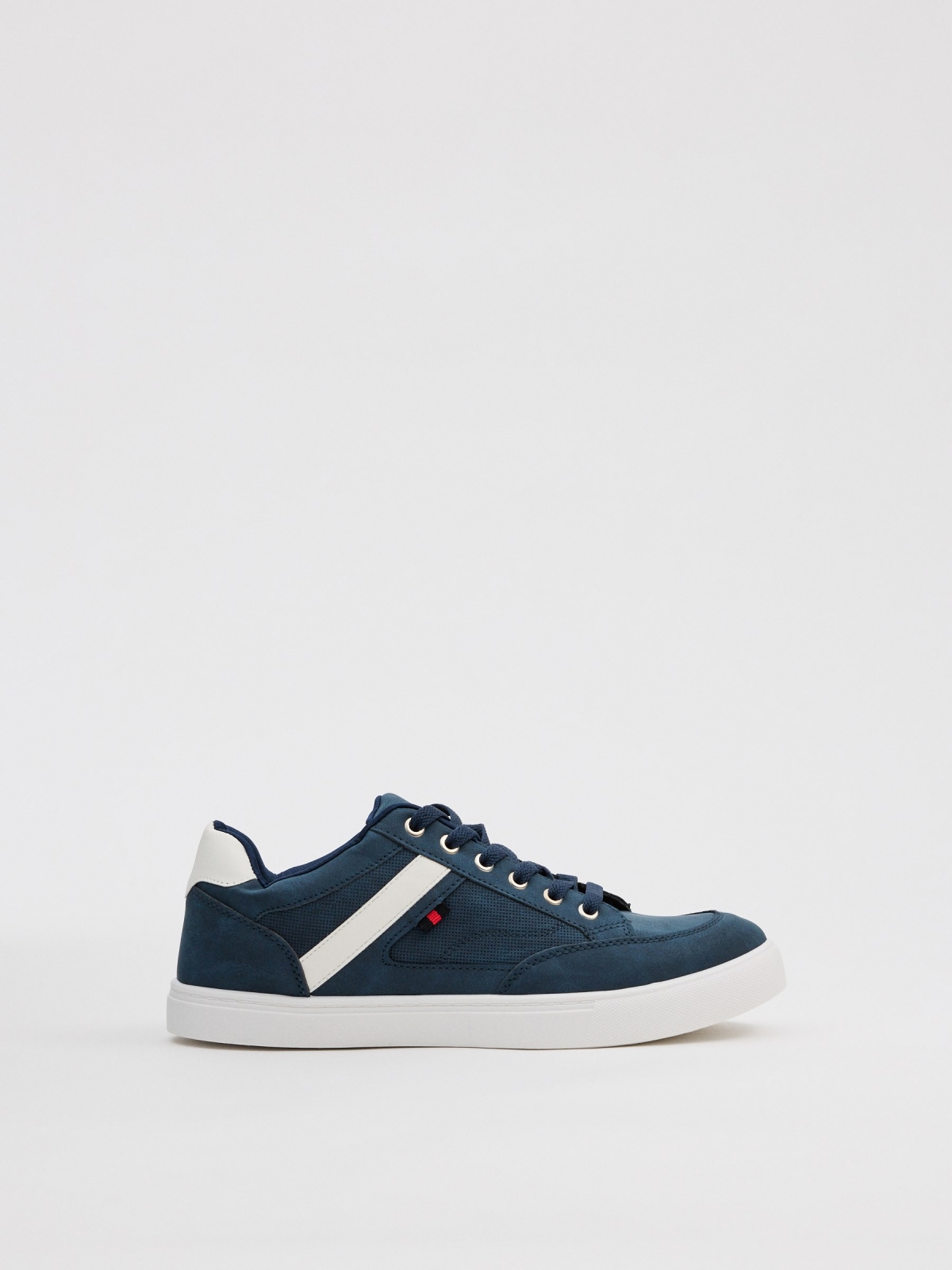 Navy blue skater sneakers navy profile view