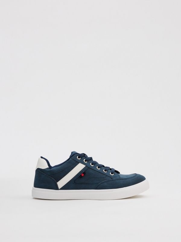 Navy blue skater sneakers navy profile view