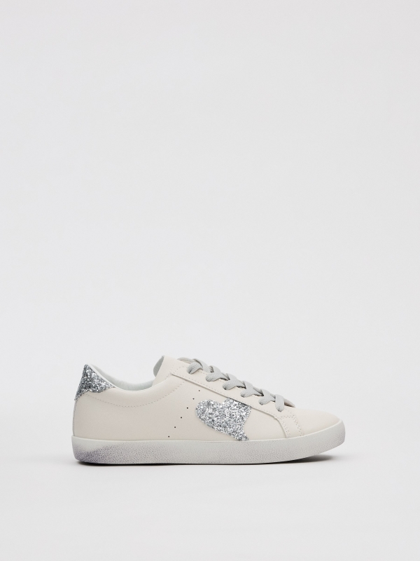 Casual glitter sneaker white profile view