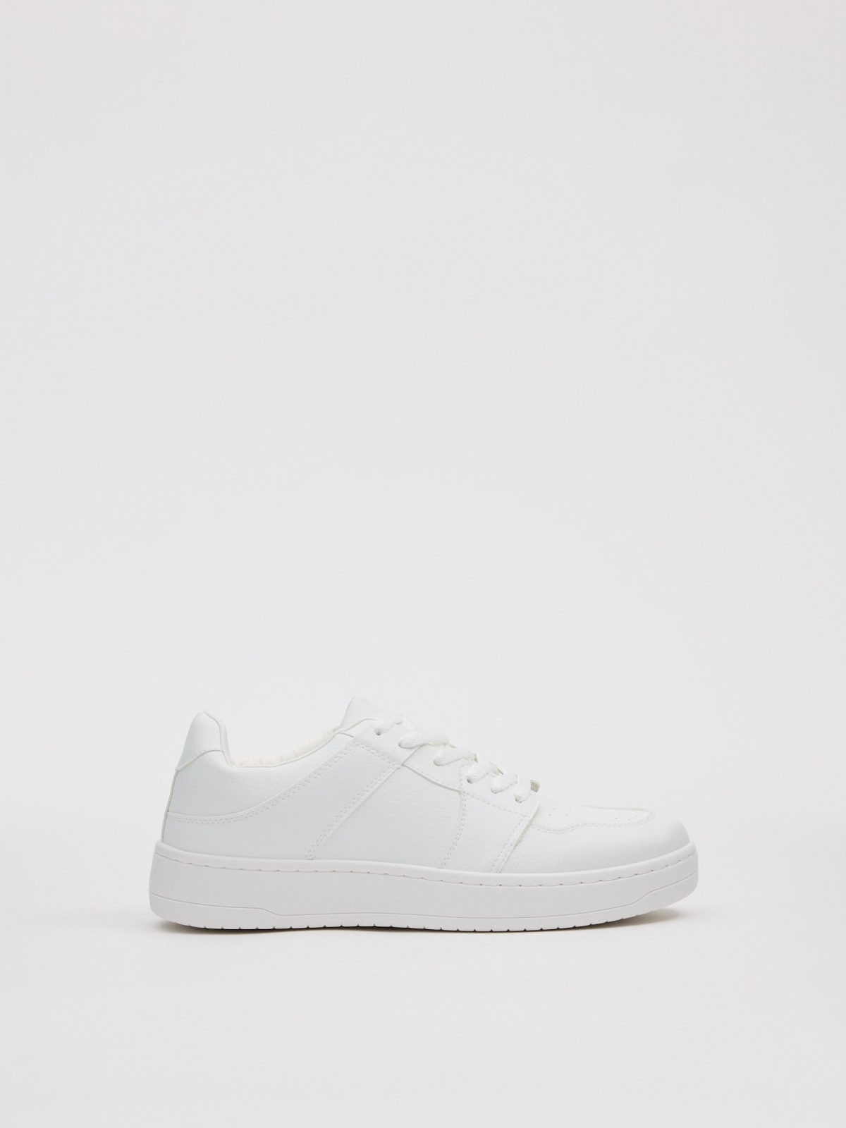 White skater sneaker white profile view