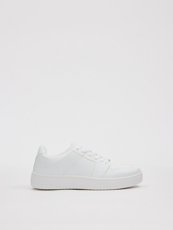 White skater sneaker white profile view