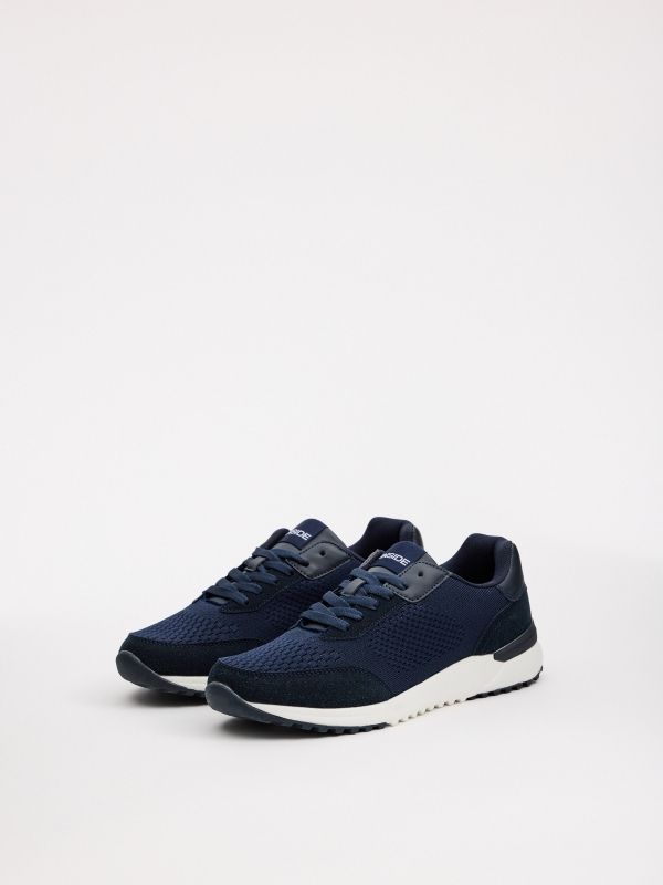 Dark blue casual running sneakers dark blue 45º front view