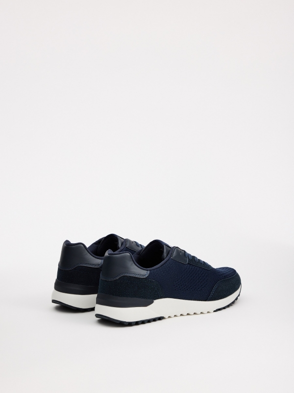 Dark blue casual running sneakers dark blue 45º back view