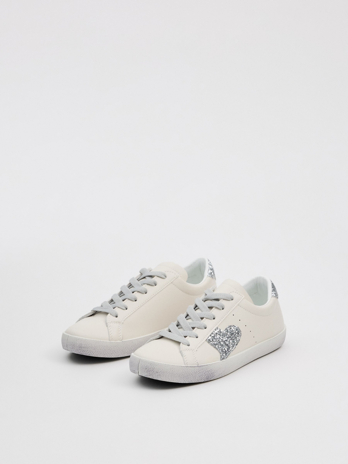 Casual glitter sneaker white 45º front view