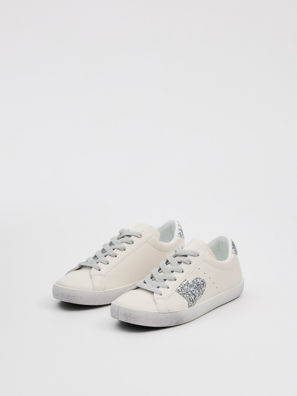 Casual glitter sneaker white 45º front view