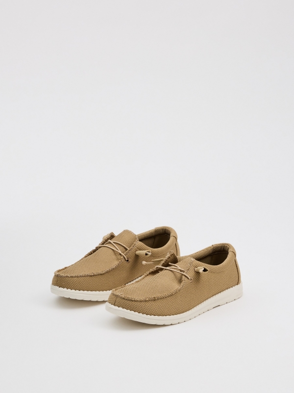 Light brown canvas wallaby shoe sand 45º front view