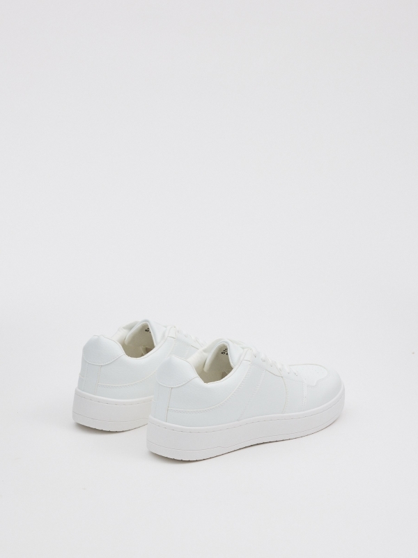 White skater sneaker white 45º back view