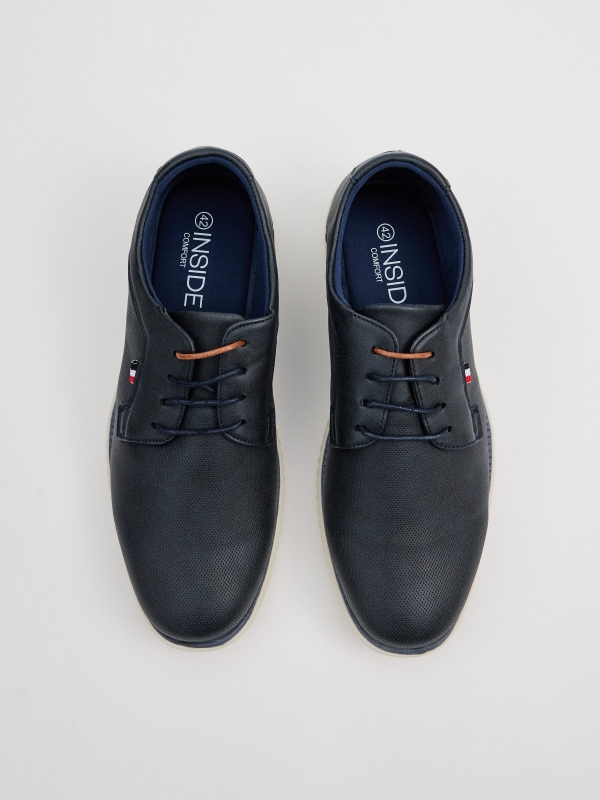 Navy blue blucher shoe navy zenithal view