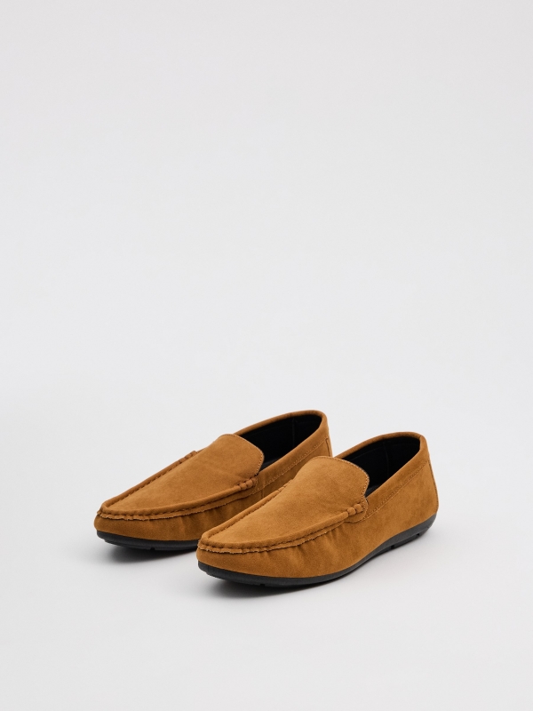 Light brown moccasins light brown 45º front view