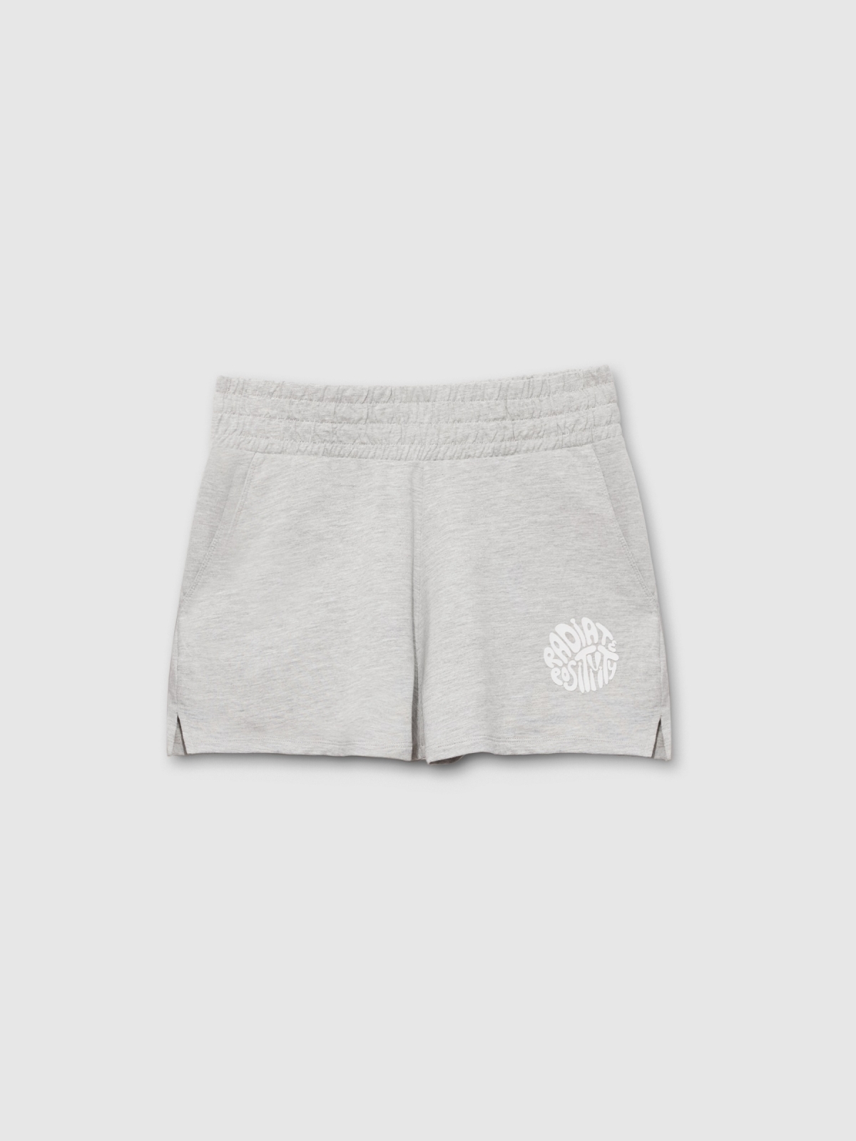 %Pto% Short felpudo Radie Positividade cinza vigoré médio vista frontal