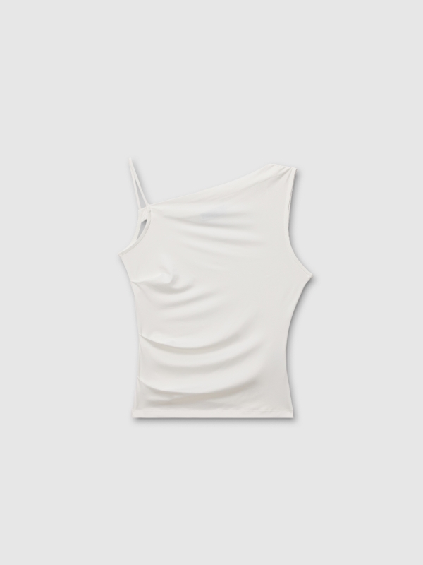  Ruched asymmetric top white front view