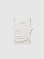 %Pto% Ruched asymmetric top white front view