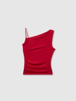 %Pto% Ruched asymmetric top carmine front view