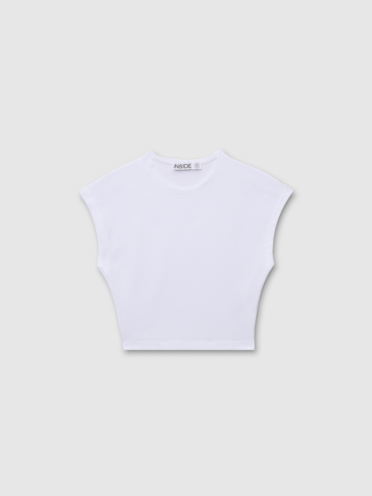  Camiseta crop sin mangas blanco vista frontal