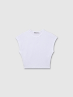 %Pto% Camiseta cropped sem mangas branco vista frontal