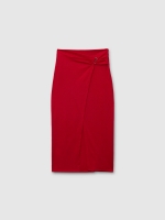 %Pto% Midi skirt with ruching and slit carmine front view