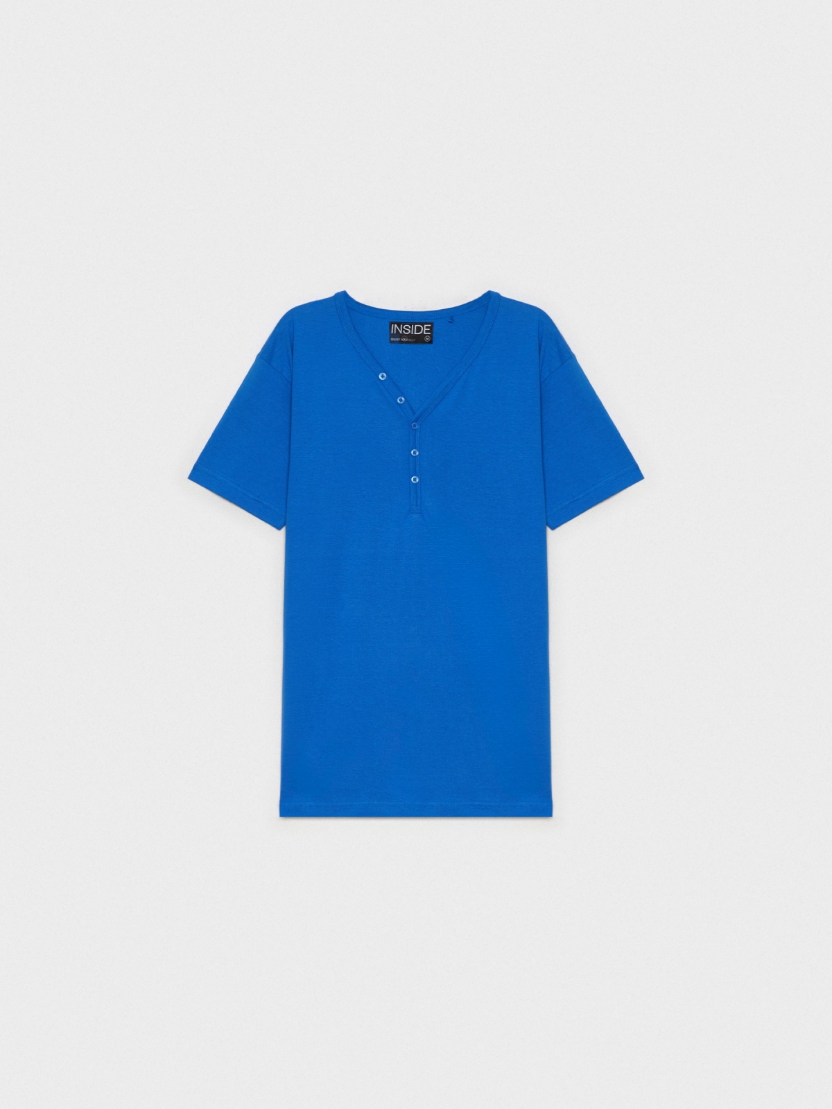 %Pto% Camiseta básica cuello panadero azul eléctrico vista frontal