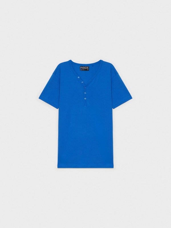  Camiseta básica cuello panadero azul eléctrico vista frontal