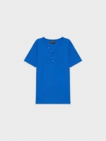 %Pto% Camiseta básica cuello panadero azul eléctrico vista frontal