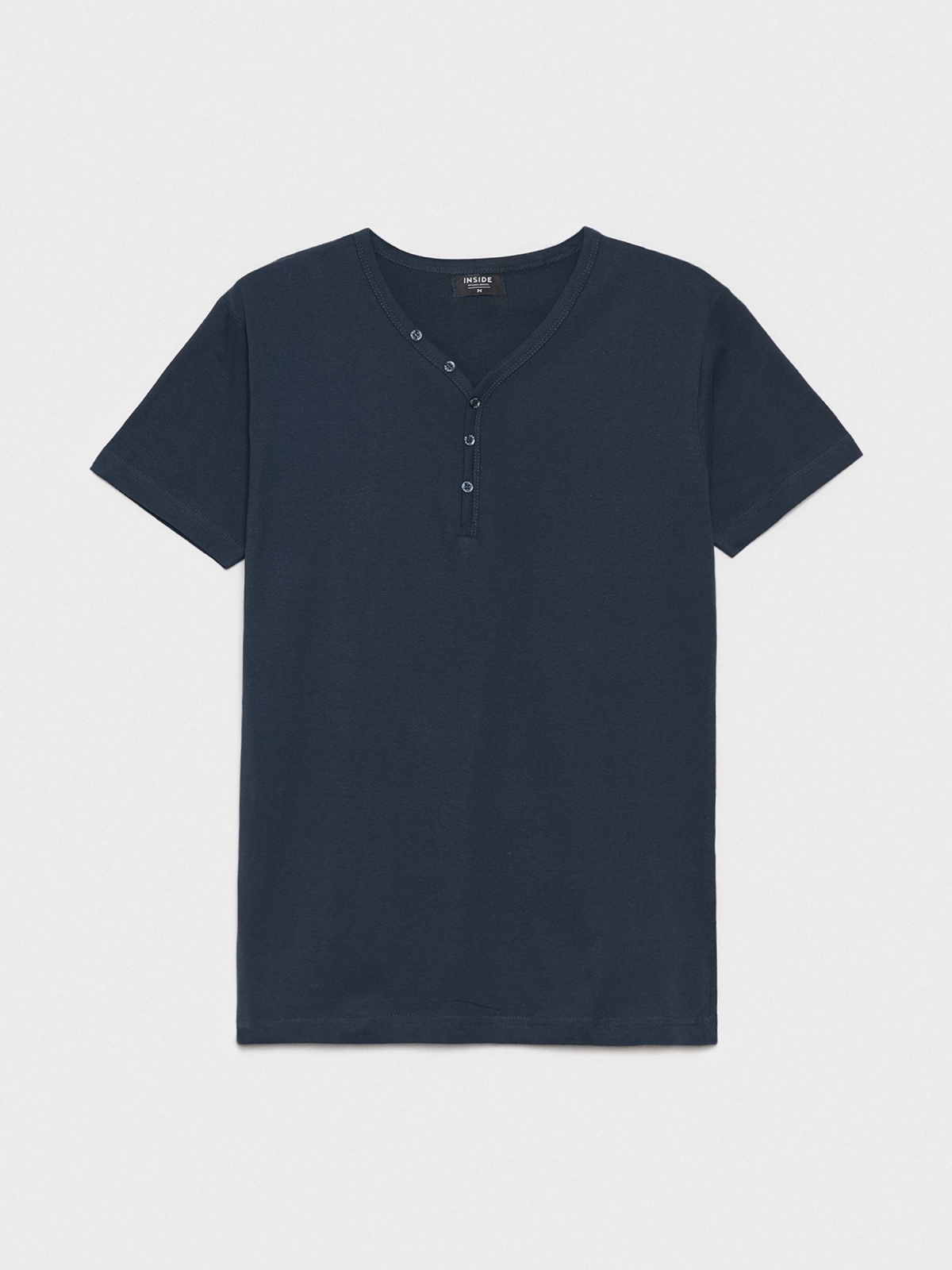 %Pto% T-shirt básica com gola de padeiro azul marinho vista frontal