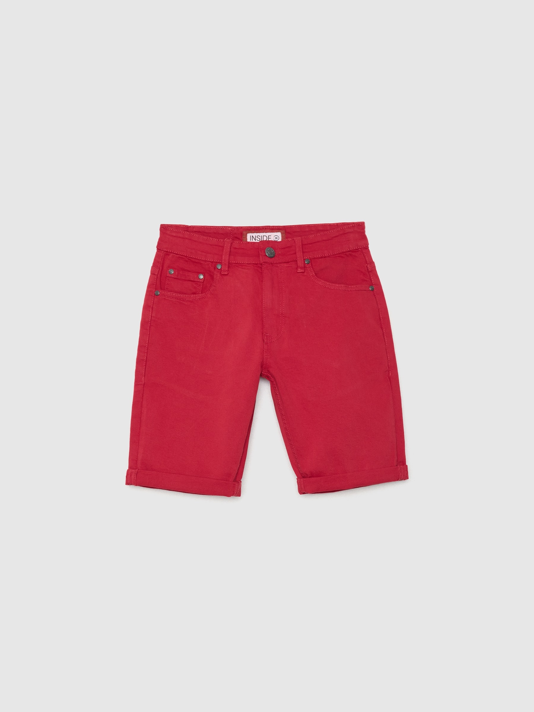 Coloured denim shorts red middle front view