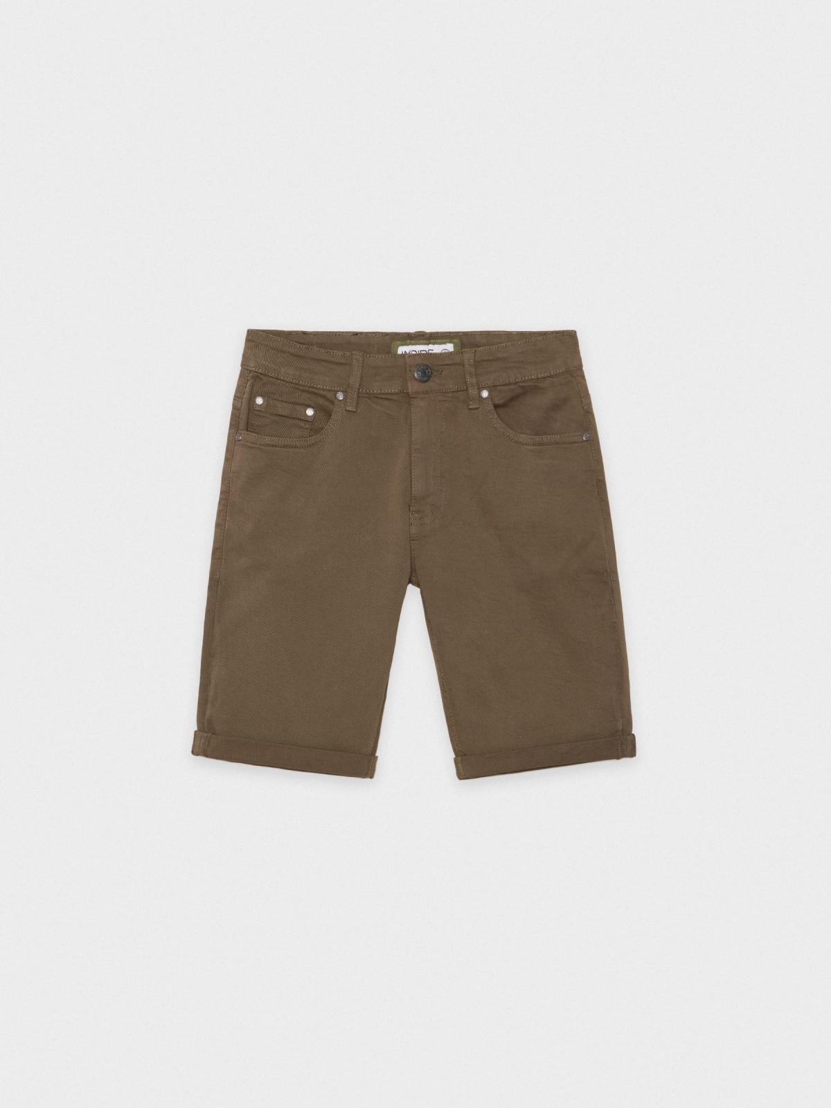 %Pto% Coloured denim shorts green front view