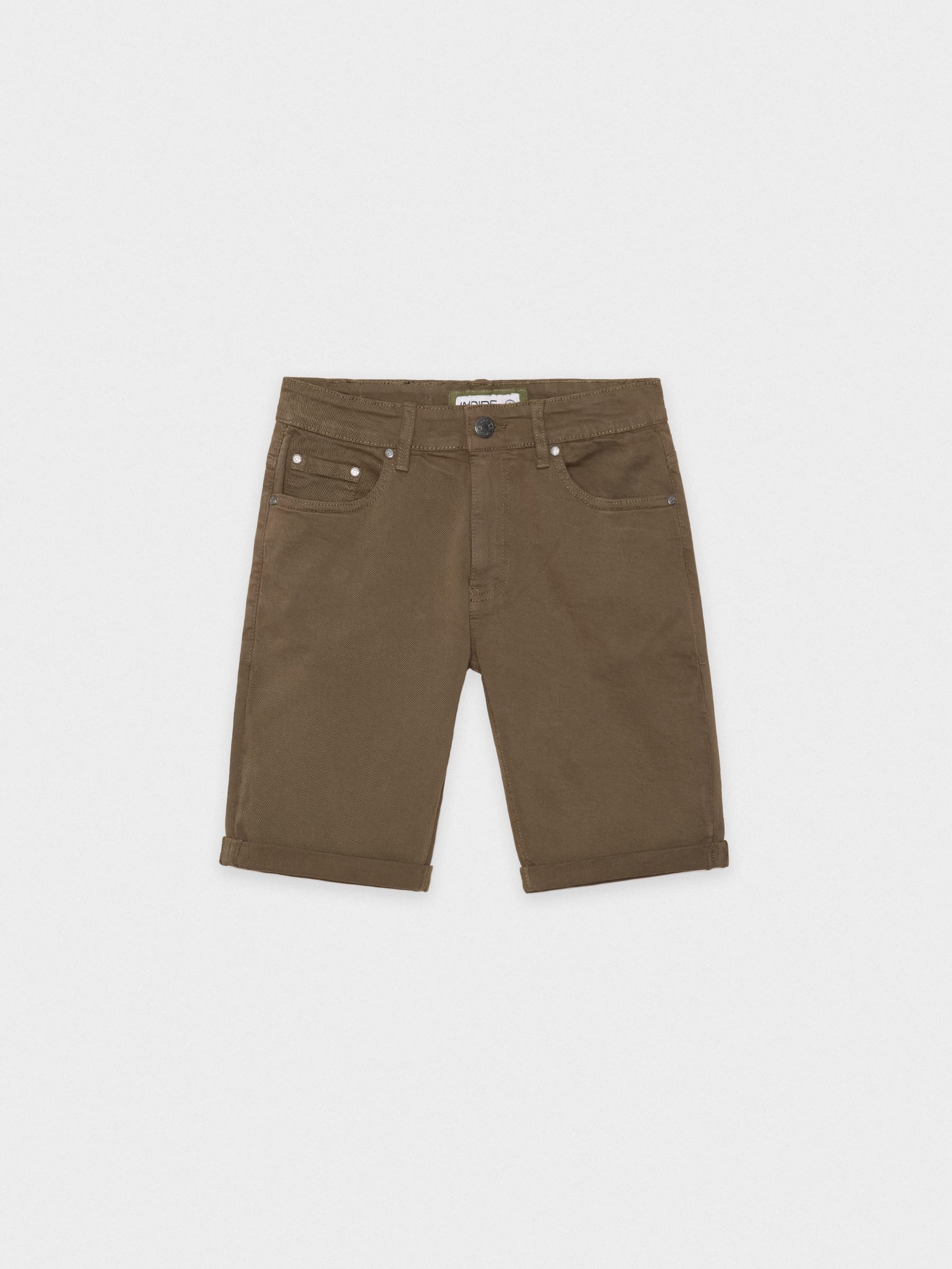 Coloured denim shorts green middle front view