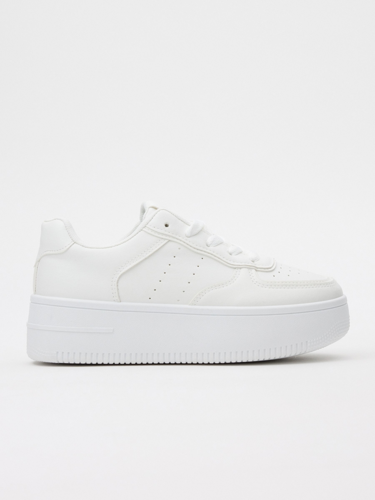 White platform low sneakers white profile view