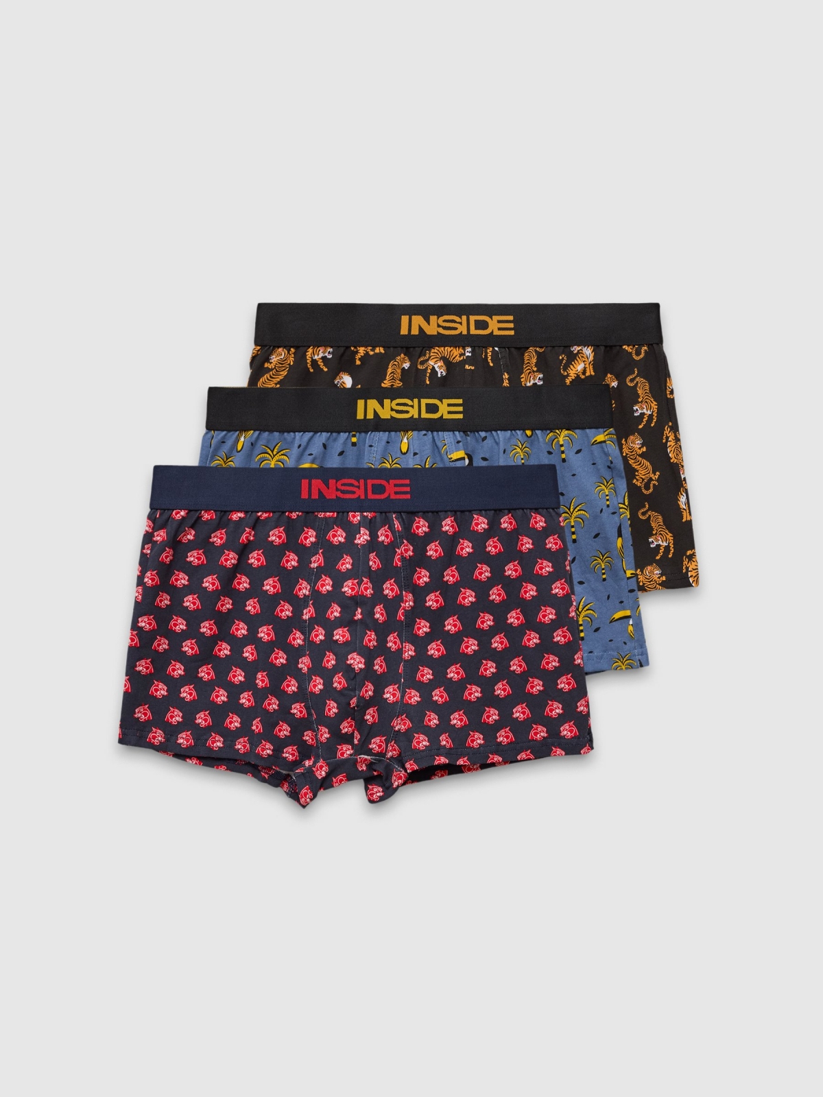 Pack of 3 Animal Boxers multicolor front view