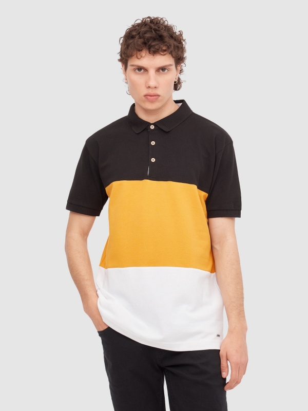 Color Block Polo black middle front view