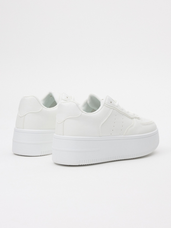 White platform low sneakers white 45º back view