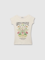 %Pto% Camiseta de manga curta Green Lifestyle off white vista frontal