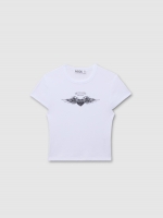 %Pto% Camiseta manga corta crop True Love blanco vista frontal