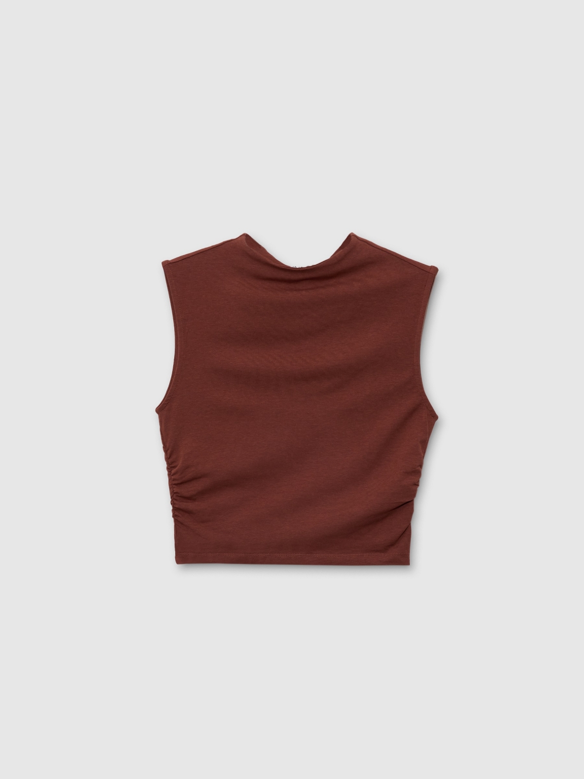  Ruched sleeveless top chocolate front view