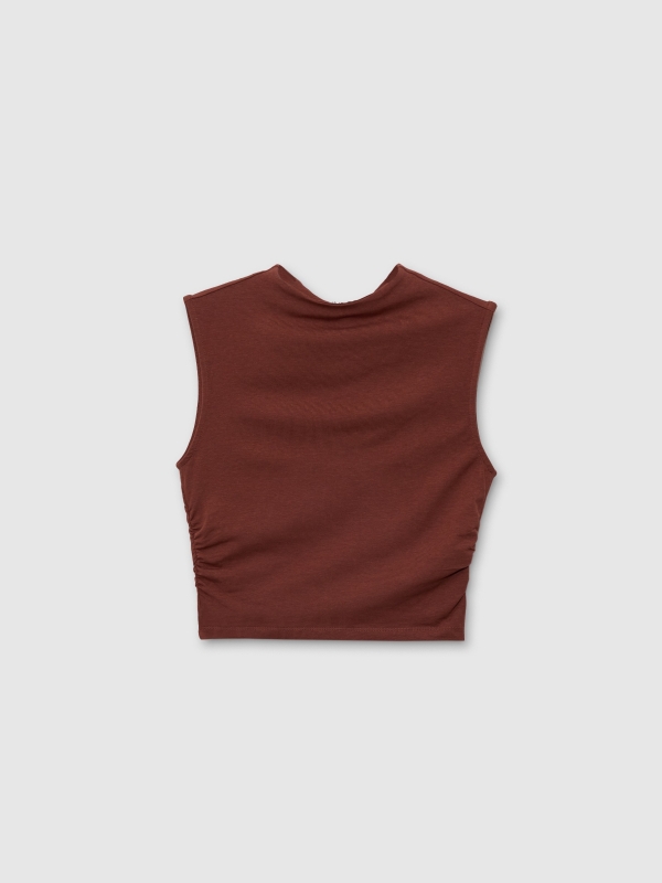  Ruched sleeveless top chocolate front view